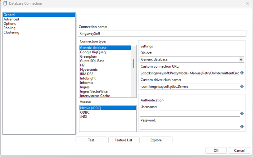 Create KingswaySoft JDBC Connection in Pentaho